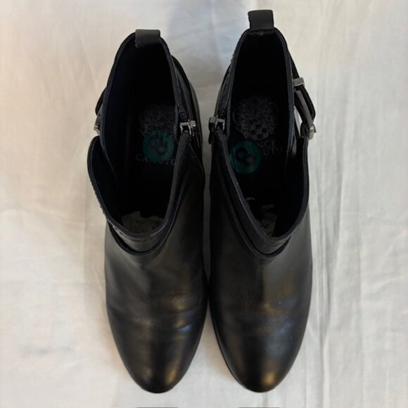 Vince Camuto Peamer Black Leather Ankle Boots with Strap/Buckle Size 8M - Picture 11 of 12